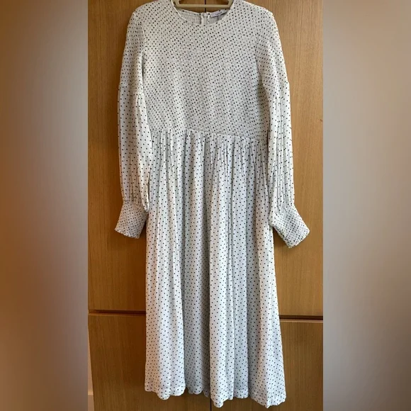 Ganni White and Black “Rometty” Polka Dot Dress, size 42/8 - Picture 5 of 13